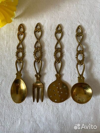 Антикварный кухонный набор, латунь. Англия