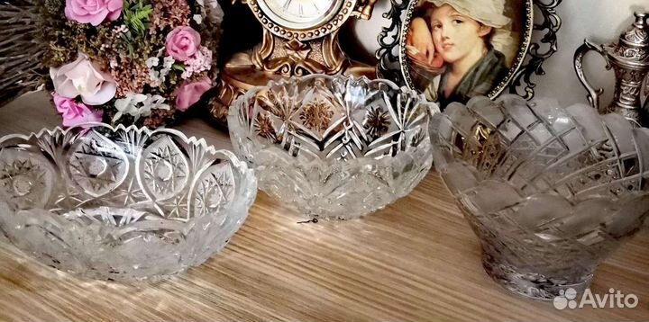 Хрустальная конфетница, салатник. Винтаж