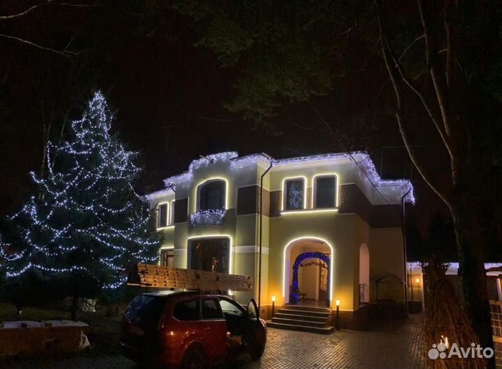 Украшение домов гирляндами