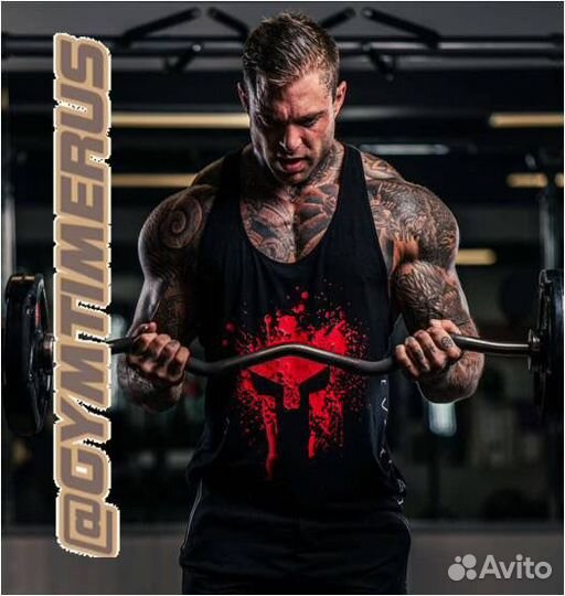 Борцовка майка Викинг, спорт, мужская черная