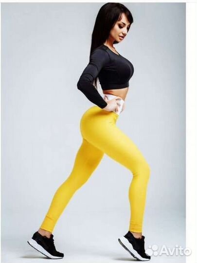 Лосины новые спортивные bona fide серые и желтые