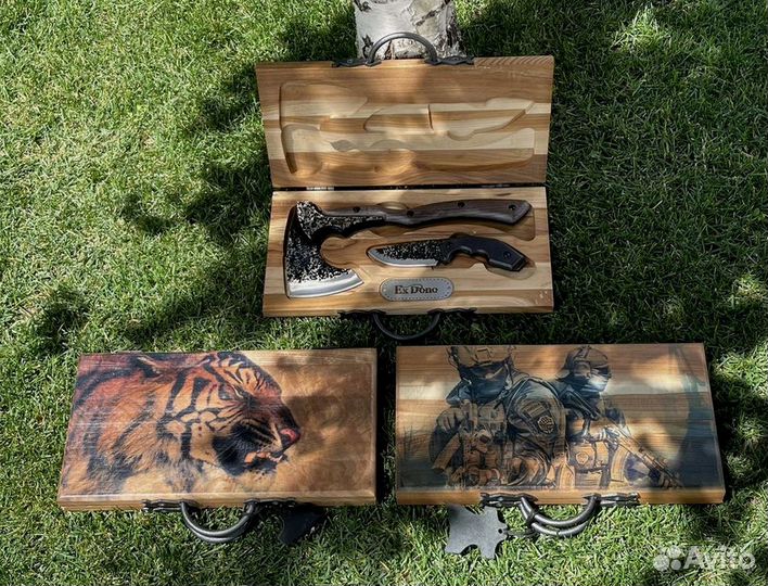 Топор + нод деревянном подарочном кейсе