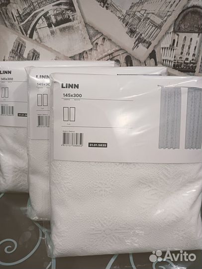 Тюль Икеа Розенмальва снежинки новая