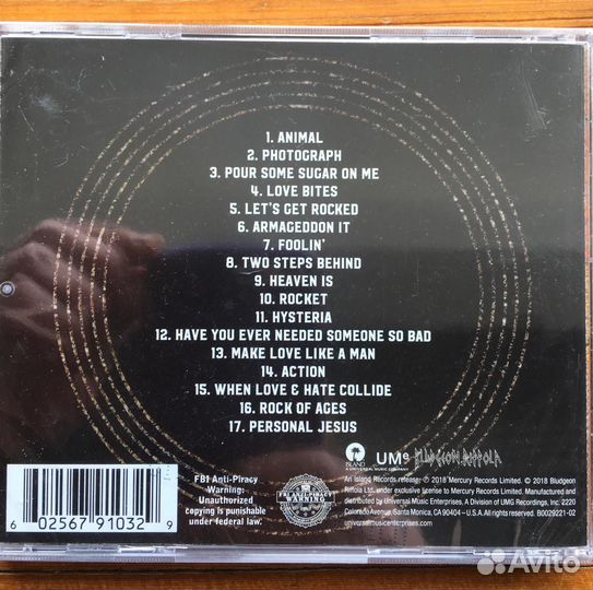 Фирменный CD. USA. Def leopard