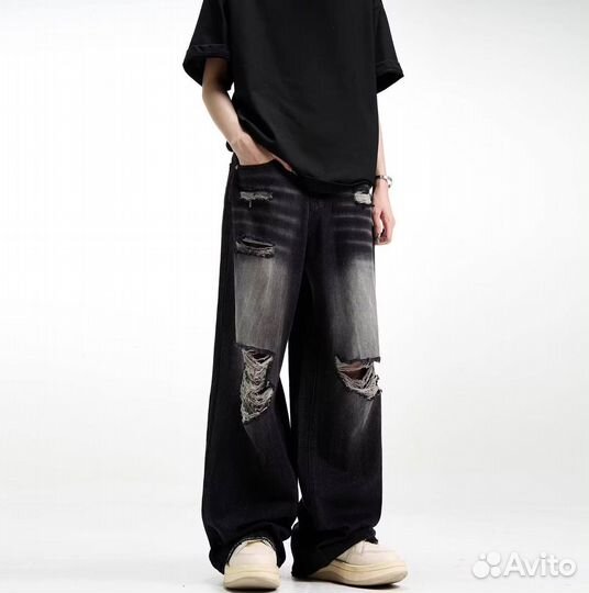 Джинсы Distressed Balenciaga Type Широкие