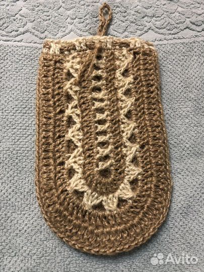 Мочалка джутовая варежка