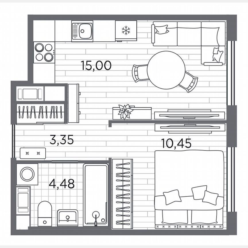 1-к. квартира, 33,3 м², 4/5 эт.