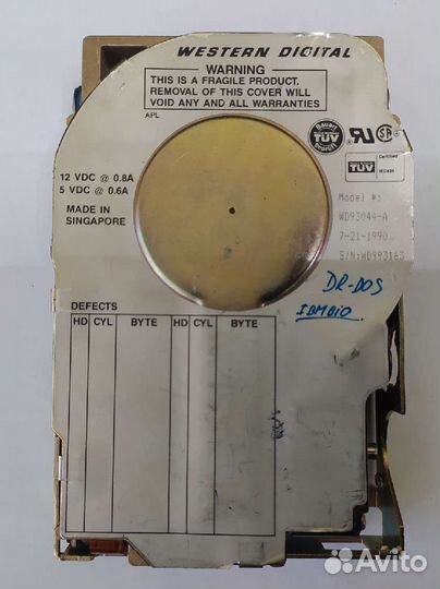 Жёсткий диск IDE WD93044-A 43Mb