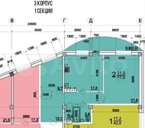 2-к. квартира, 82,2 м², 3/5 эт.