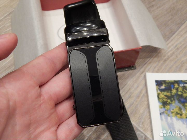 Ремень мужской черный из натуральной кожи брючный