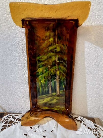 Селедочница стекло винтаж природа внутри стекла