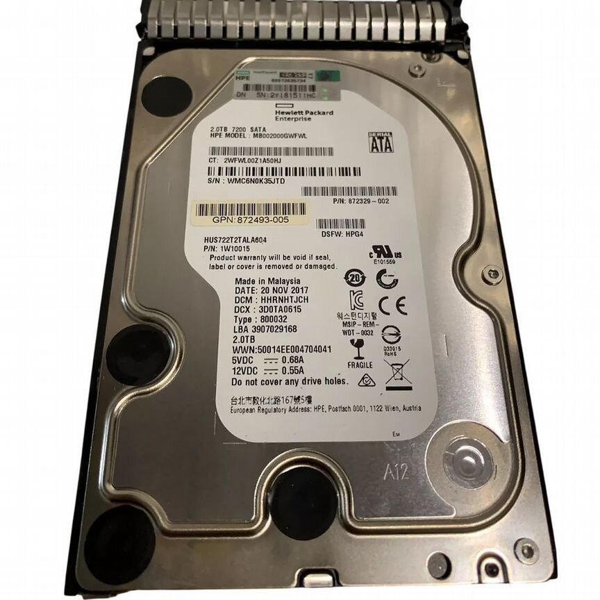[872493-005] Жесткий Диск Hp Mb002000gwfwl 2tb Sata3 3.5" Hdd 872493-005