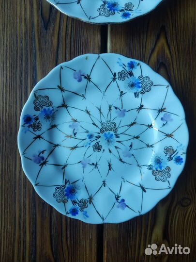 Блюдца васильки золотая сетка лфз СССР