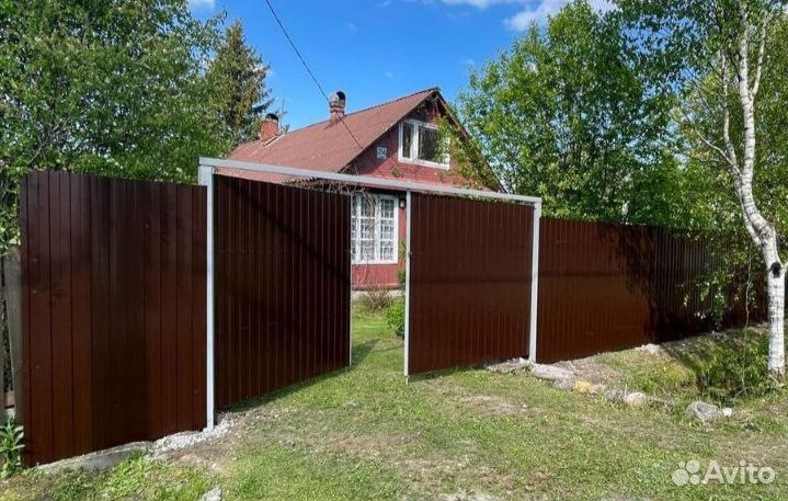 Забор с воротами 4 м под ключ, длина 20 м