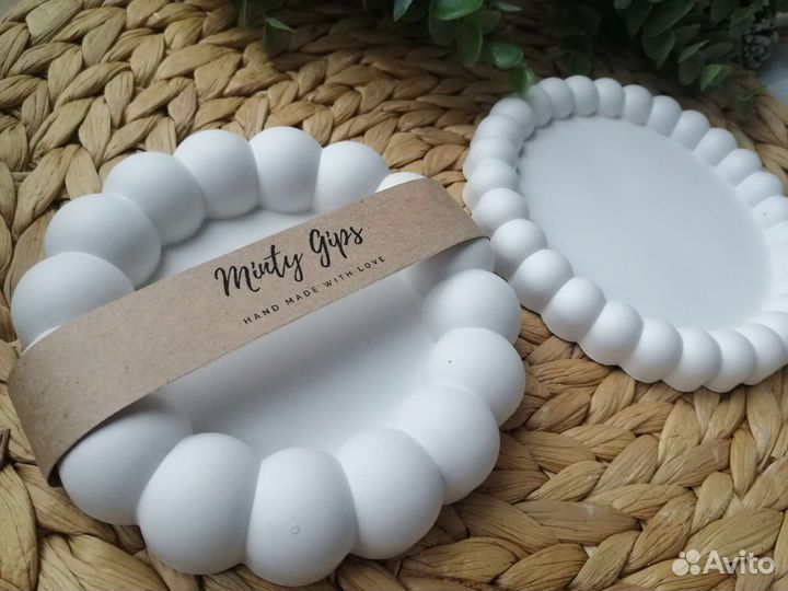 Поднос из гипса/подсвечник/подарок/подставка