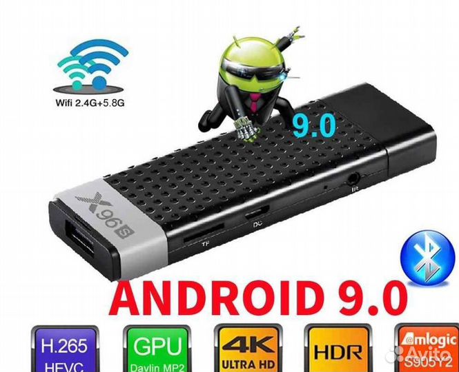 Андроид тв бокс X96 S 4К, мощный процессор S905Y2