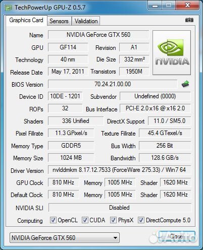 Видеокарта gtx 560