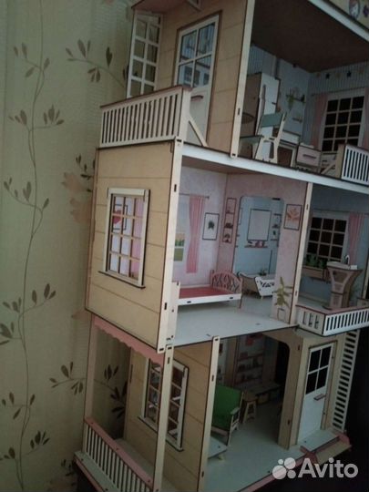 Кукольный домик для барби с мебелью