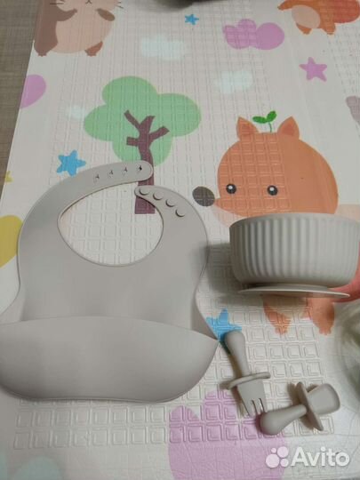 Набор детской силиконовой посуды новый