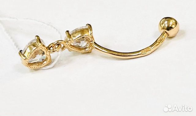 Золотой пирсинг с камнем