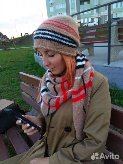 Шапка женская вязаная из пуха норки