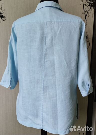 Блузка рубашка женская льняная р. 48 бу