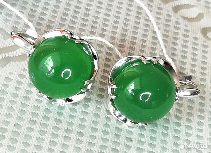 Серьги хризопраз, коралл серебро С153