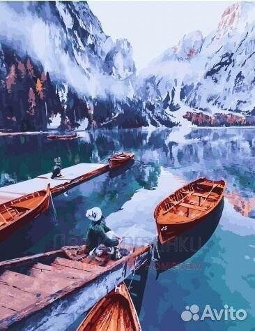 Картина по номерам 40x50 Лодка на причале среди