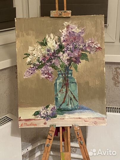 Картина маслом сирень