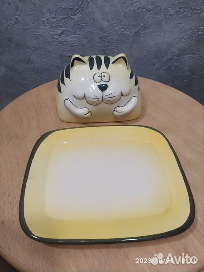 Маслёнка кот керамическая