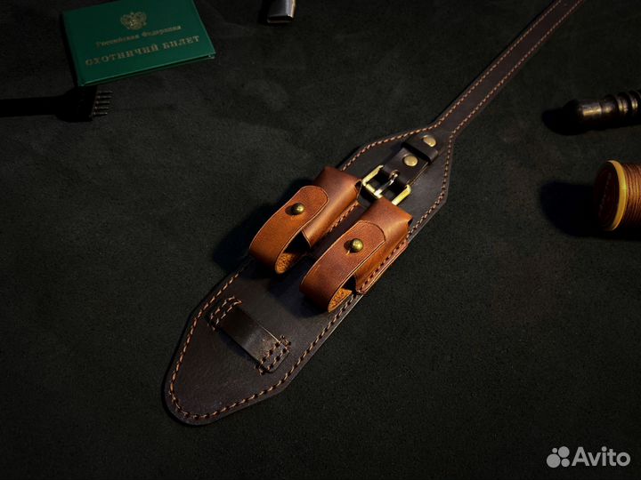 Патронташ 12 калибр кожаный