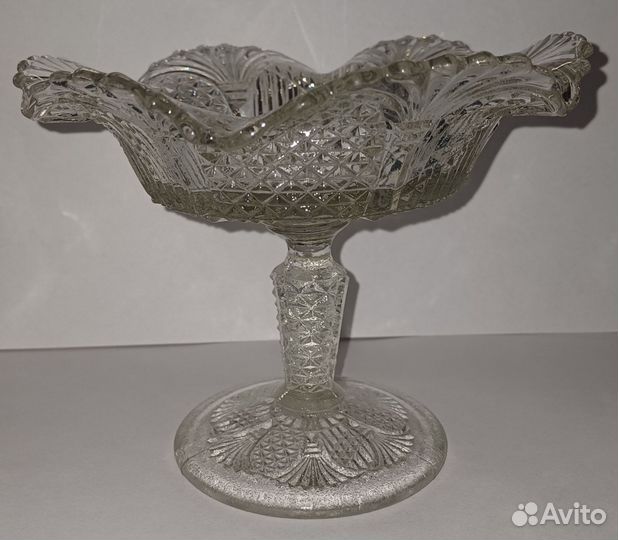 Ваза Фруктовница/ конфетница. Урановое стекло