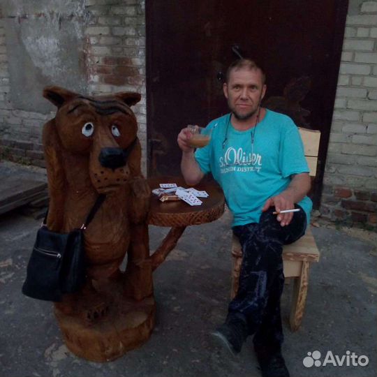 Волк. Медведь фигуры из дерева