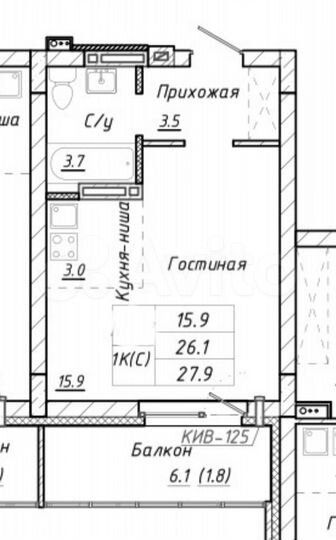 Квартира-студия, 27,9 м², 10/17 эт.