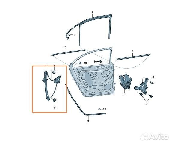 Стеклоподъемник задний левый Skoda Rapid лифтбек
