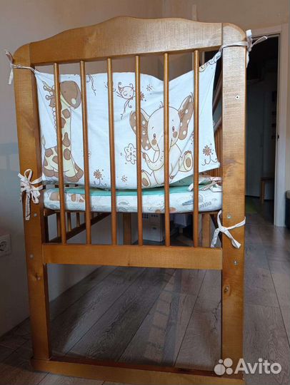 Детская кроватка+матрас+бортики