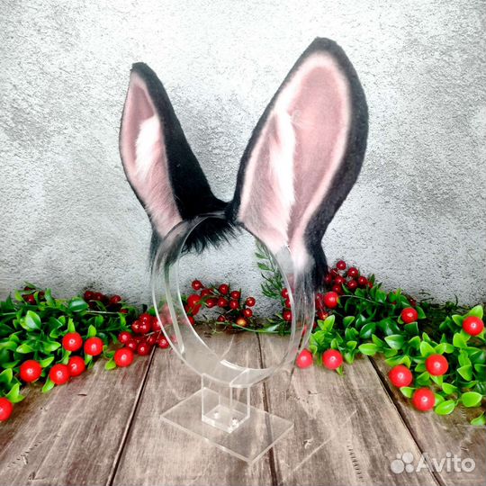 Ушки чёрного зайца на ободке / Заячьи ушки ободок