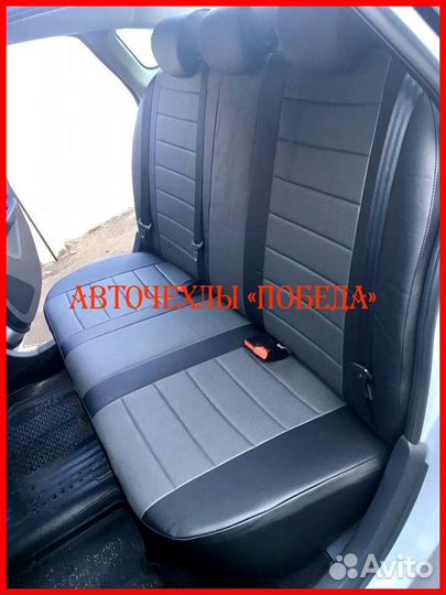 Чехлы Nissan Almera g11 g15 из экокожи чёрно-серые