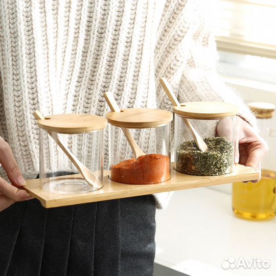 Набор баночек для специй с ложкой