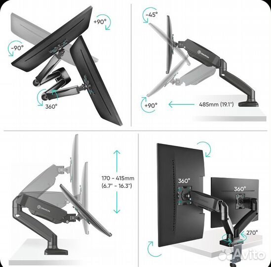 Кронштейн для двух мониторов настольный onkron