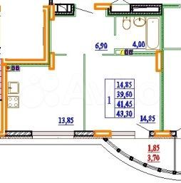 1-к. квартира, 43,3 м², 3/11 эт.