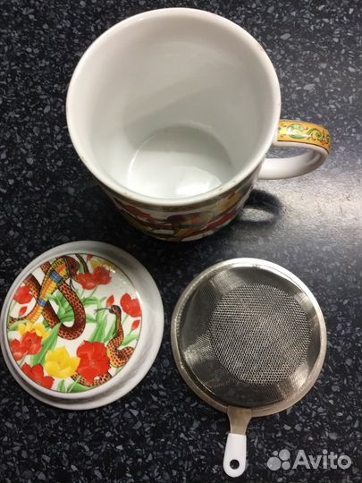 Кружка заварочная с ситом и крышкой.фарфор