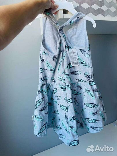Новое платье-туника серое спинка-борцовка 7 лет