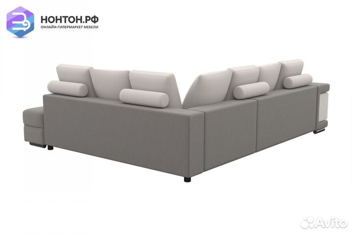 Диван угловой еврокнижка Вега-24 серый / светло-се