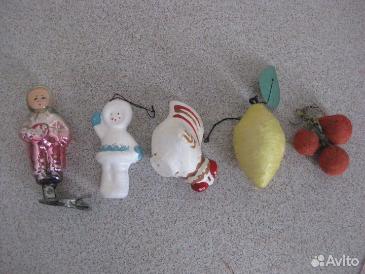 Игрушки елочные картон, стекло. СССР