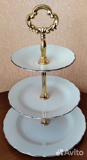 Конфетница фруктовница 3х ярусная фарфор