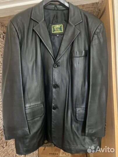 Кожаный пиджак мужской 60 размер