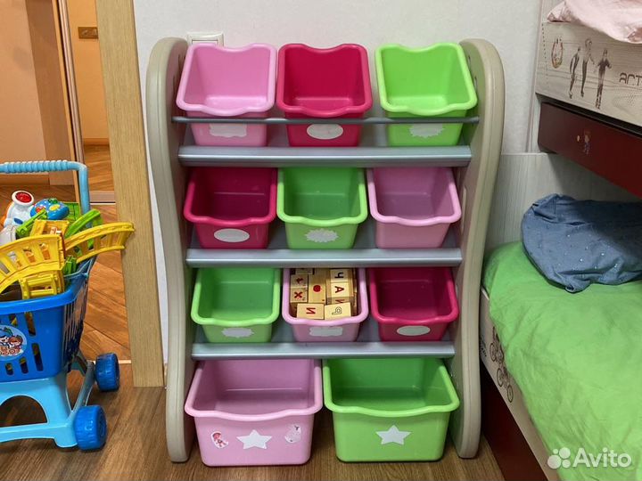 Стеллаж этажерка органайзер для игрушек step2