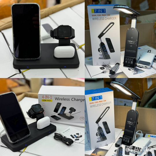 Беспроводная зарядка 3 в 1 Док станция 4 в1