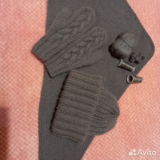 Шапки, варежки, бактус из пуха норки